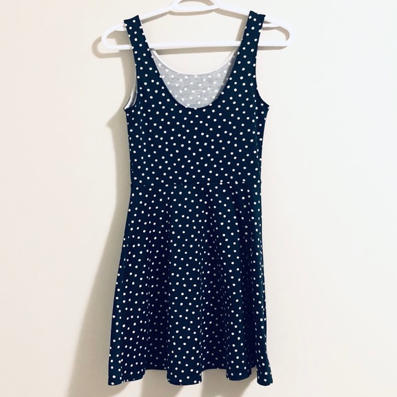 H&M DIVIDED navy blue polka dot mini skater dress - Picture 4 of 7